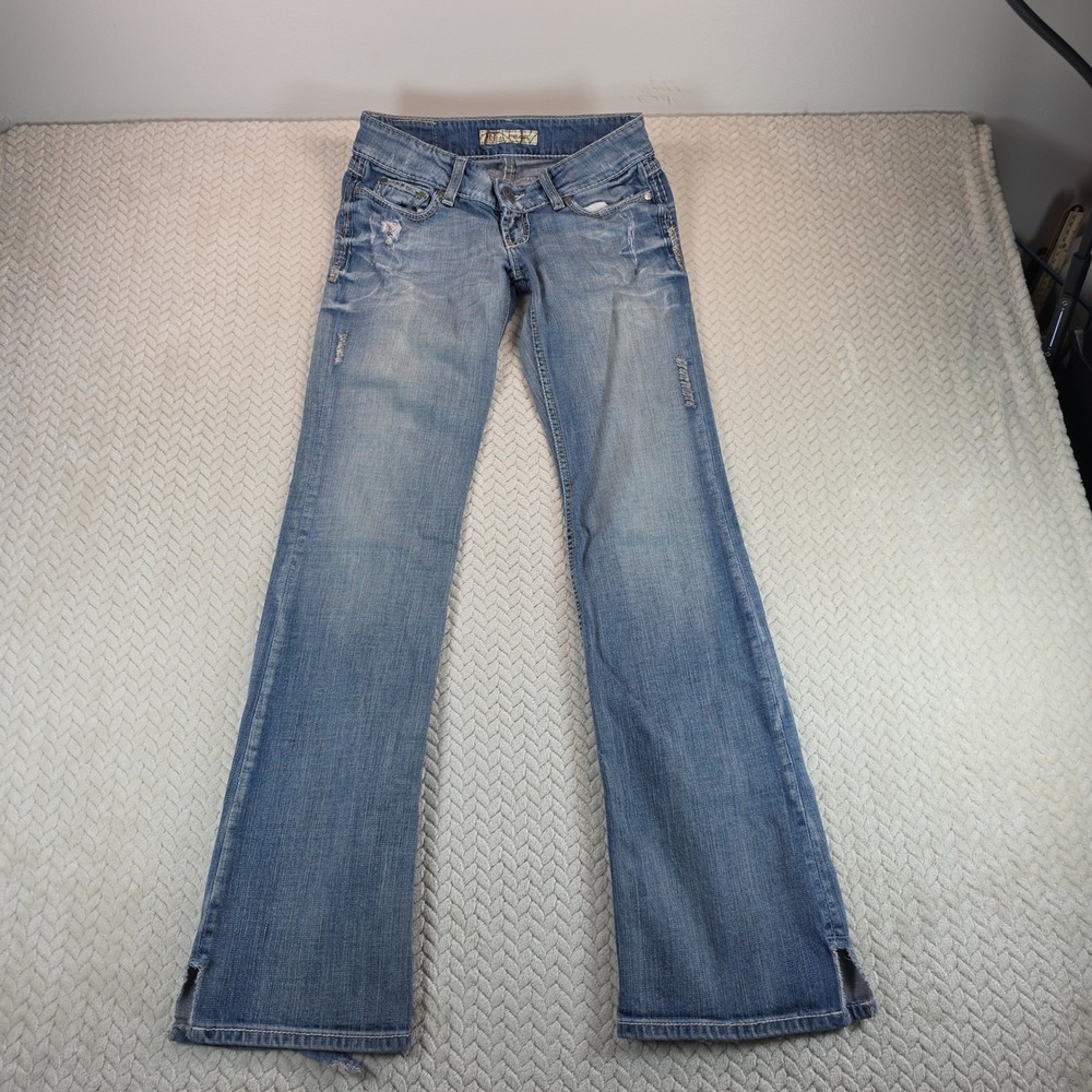 BKE Stella Low Rise Bootcut Distressed Jeans Medium Wash 25x33.5 BKL7495L